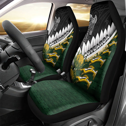 Rugby New Zealand And South Africa Car Seat Cover Silver Fern With Springboks