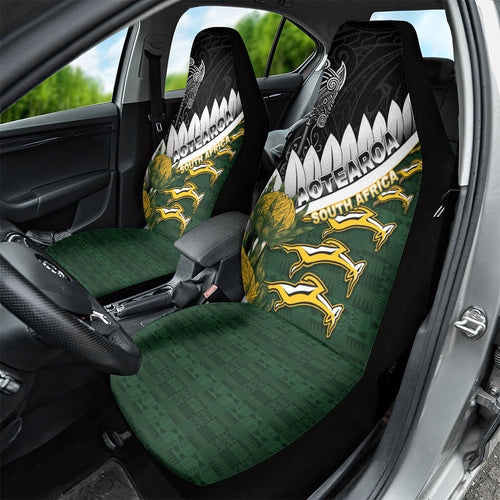 Rugby New Zealand And South Africa Car Seat Cover Silver Fern With Springboks