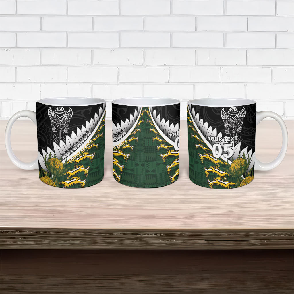 Custom Rugby New Zealand And South Africa Ceramic Mug Silver Fern With Springboks