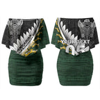 Custom Rugby New Zealand And South Africa Couples Matching Off Shoulder Short Dress and Hawaiian Shirt Silver Fern With Springboks
