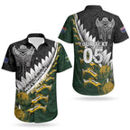 Custom Rugby New Zealand And South Africa Couples Matching Off Shoulder Short Dress and Hawaiian Shirt Silver Fern With Springboks