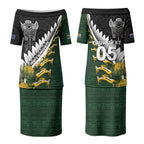 Custom Rugby New Zealand And South Africa Couples Matching Puletasi and Long Sleeve Button Shirt Silver Fern With Springboks