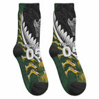 Custom Rugby New Zealand And South Africa Crew Socks Silver Fern With Springboks