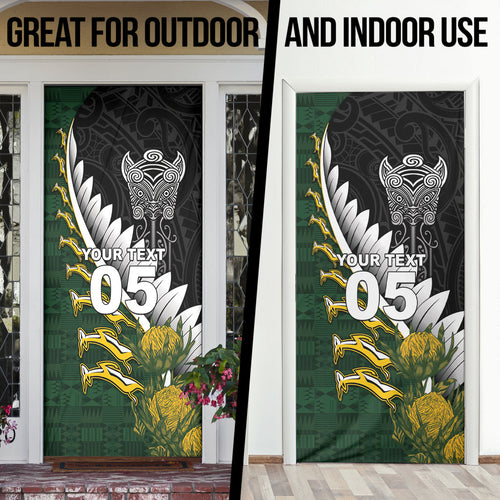 Custom Rugby New Zealand And South Africa Door Cover Silver Fern With Springboks