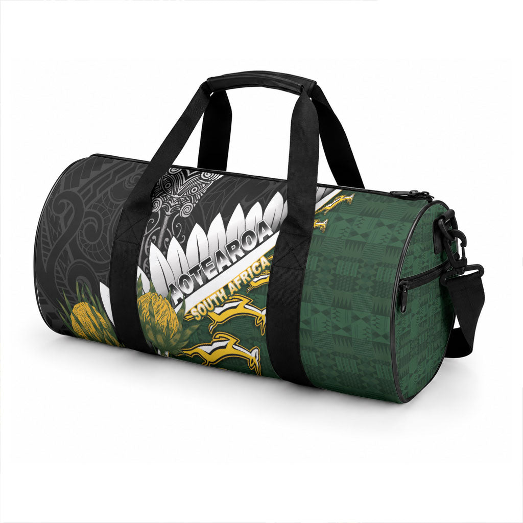 Rugby New Zealand And South Africa Duffle Bag Silver Fern With Springboks