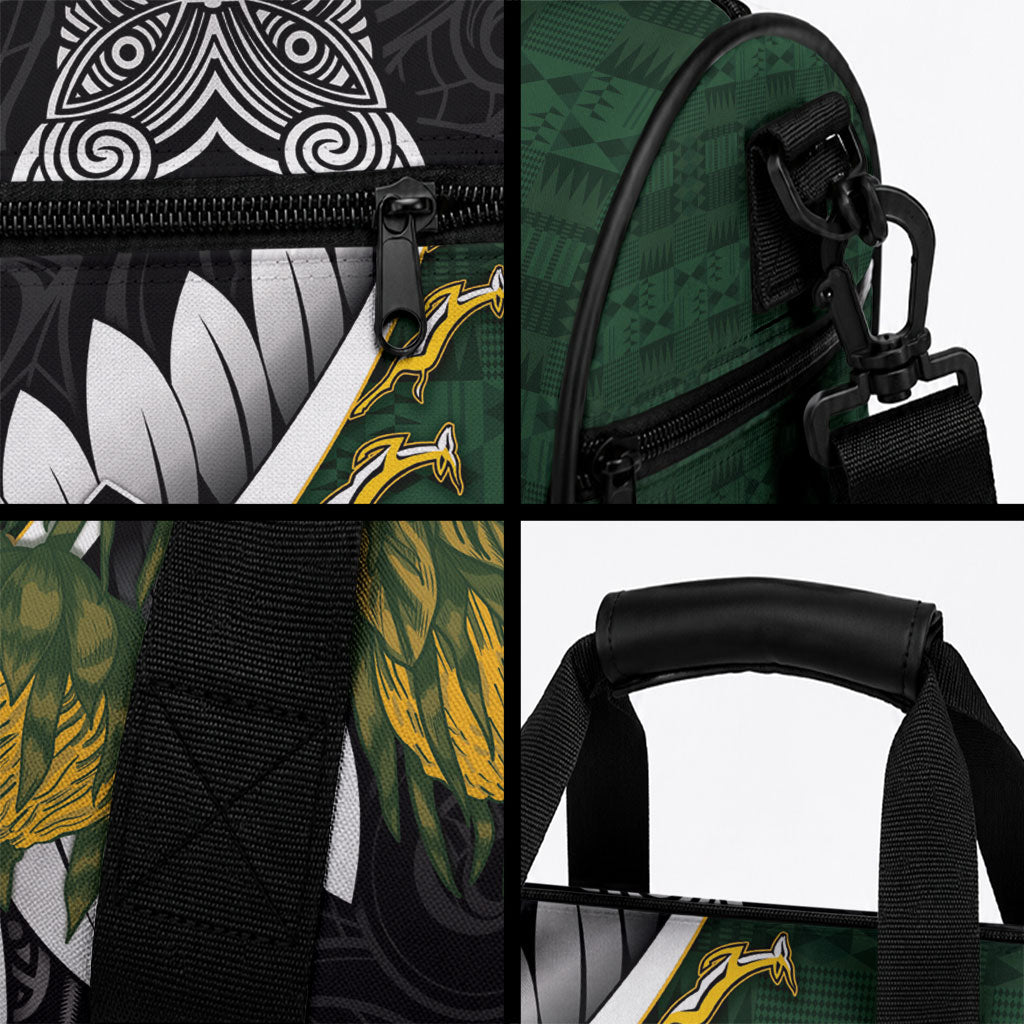 Rugby New Zealand And South Africa Duffle Bag Silver Fern With Springboks