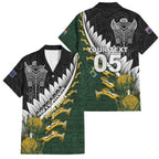 Custom Rugby New Zealand And South Africa Family Matching Tank Maxi Dress and Hawaiian Shirt Silver Fern With Springboks