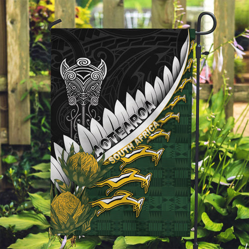 Rugby New Zealand And South Africa Garden Flag Silver Fern With Springboks