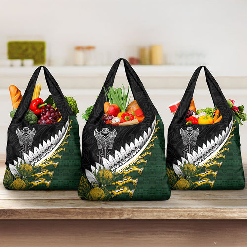 Rugby New Zealand And South Africa Grocery Bag Silver Fern With Springboks