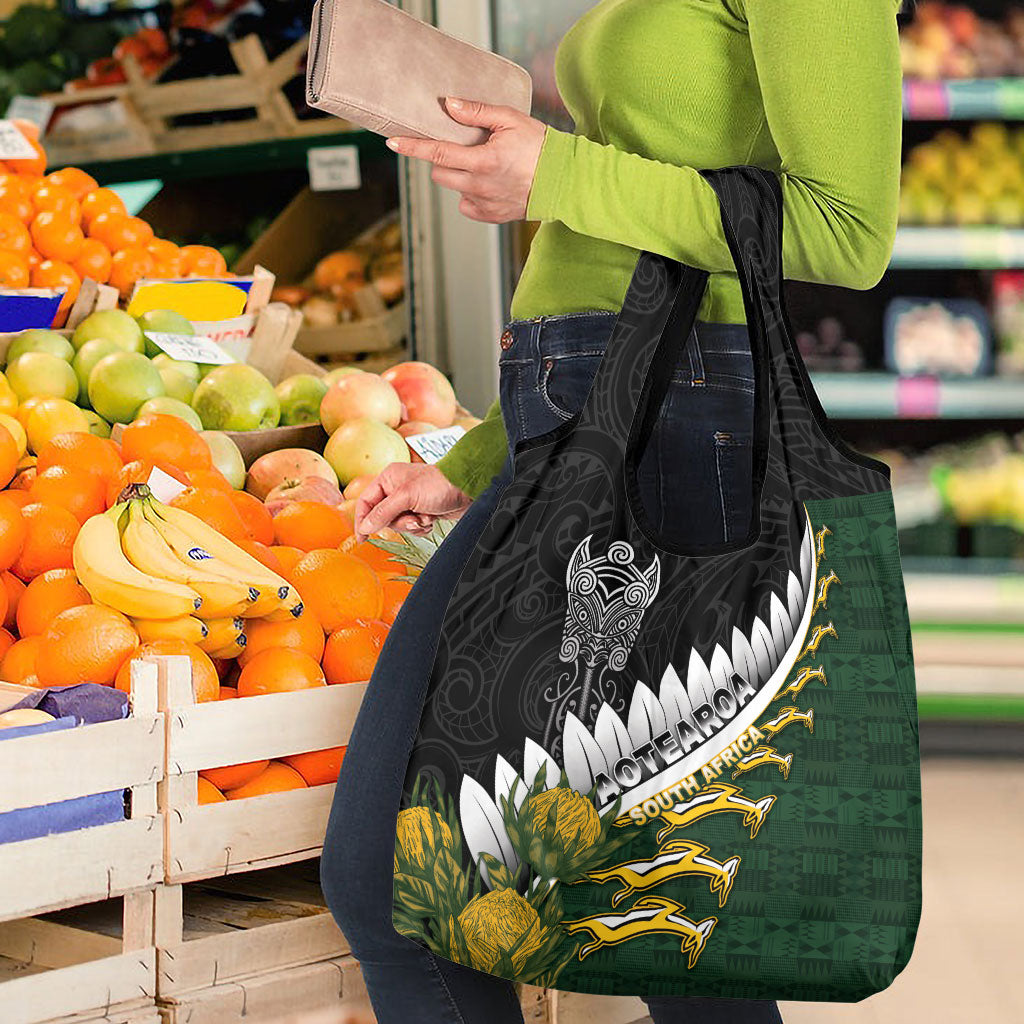 Rugby New Zealand And South Africa Grocery Bag Silver Fern With Springboks