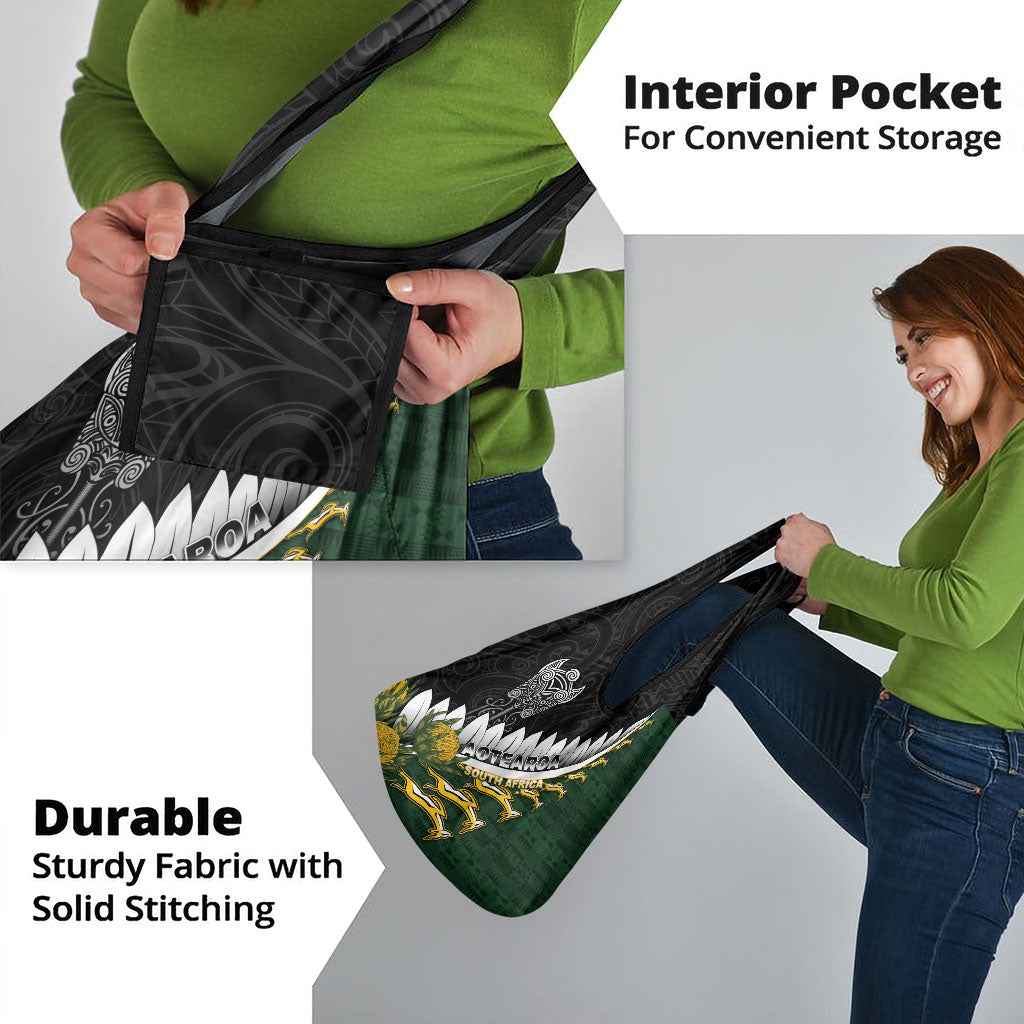 Rugby New Zealand And South Africa Grocery Bag Silver Fern With Springboks