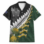 Custom Rugby New Zealand And South Africa Hawaiian Shirt Silver Fern With Springboks