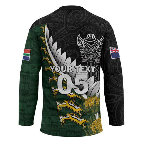 Custom Rugby New Zealand And South Africa Hockey Jersey Silver Fern With Springboks