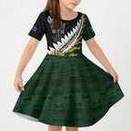 Custom Rugby New Zealand And South Africa Kid Short Sleeve Dress Silver Fern With Springboks