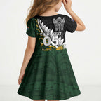 Custom Rugby New Zealand And South Africa Kid Short Sleeve Dress Silver Fern With Springboks