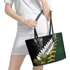 Rugby New Zealand And South Africa Leather Tote Bag Silver Fern With Springboks