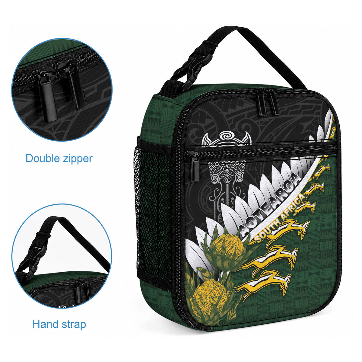 Rugby New Zealand And South Africa Lunch Bag Silver Fern With Springboks