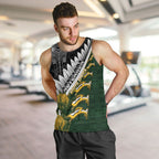 Custom Rugby New Zealand And South Africa Men Tank Top Silver Fern With Springboks