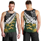 Custom Rugby New Zealand And South Africa Men Tank Top Silver Fern With Springboks
