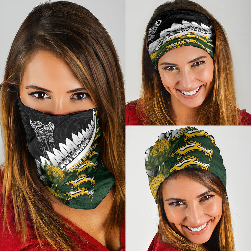 Rugby New Zealand And South Africa Neck Gaiter Silver Fern With Springboks