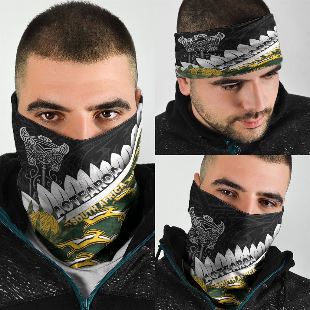 Rugby New Zealand And South Africa Neck Gaiter Silver Fern With Springboks