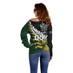 Custom Rugby New Zealand And South Africa Off Shoulder Sweater Silver Fern With Springboks