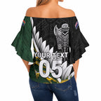 Custom Rugby New Zealand And South Africa Off Shoulder Wrap Waist Top Silver Fern With Springboks