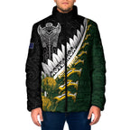 Custom Rugby New Zealand And South Africa Padded Jacket Silver Fern With Springboks