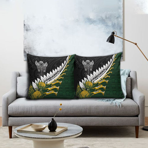 Rugby New Zealand And South Africa Pillow Cover Silver Fern With Springboks