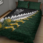 Rugby New Zealand And South Africa Quilt Bed Set Silver Fern With Springboks