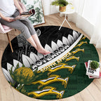 Rugby New Zealand And South Africa Round Carpet Silver Fern With Springboks