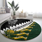 Rugby New Zealand And South Africa Round Carpet Silver Fern With Springboks
