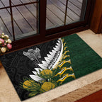 Rugby New Zealand And South Africa Rubber Doormat Silver Fern With Springboks
