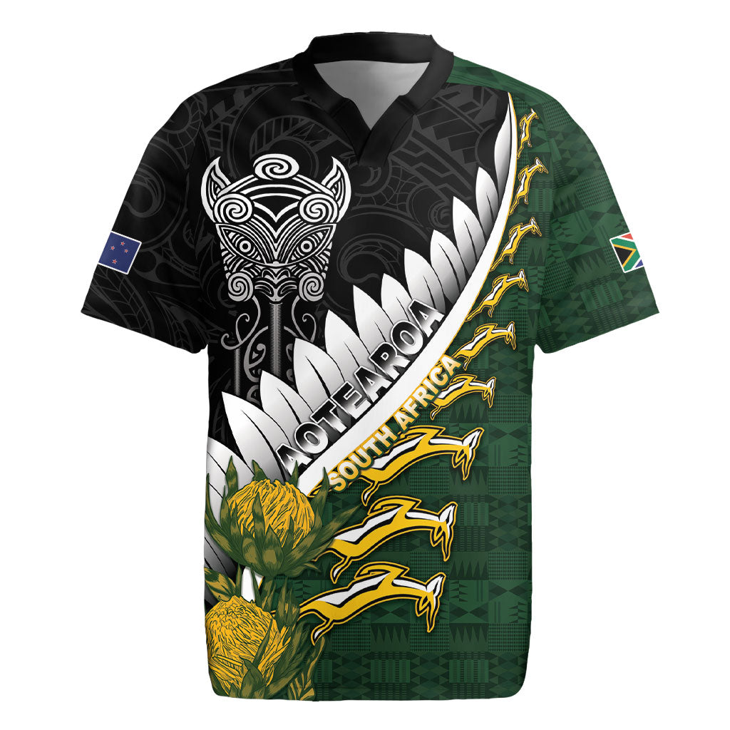 Custom Rugby New Zealand And South Africa Rugby Jersey Silver Fern With Springboks