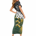 Custom Rugby New Zealand And South Africa Short Sleeve Bodycon Dress Silver Fern With Springboks