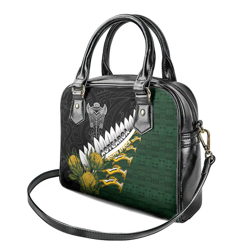 Rugby New Zealand And South Africa Shoulder Handbag Silver Fern With Springboks