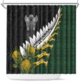 Rugby New Zealand And South Africa Shower Curtain Silver Fern With Springboks
