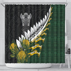 Rugby New Zealand And South Africa Shower Curtain Silver Fern With Springboks