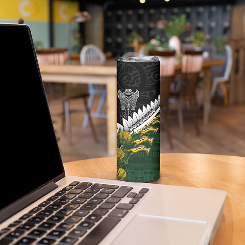 Custom Rugby New Zealand And South Africa Skinny Tumbler Silver Fern With Springboks
