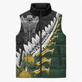 Custom Rugby New Zealand And South Africa Sleeveless Puffer Jacket Silver Fern With Springboks