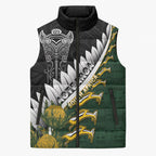Custom Rugby New Zealand And South Africa Sleeveless Puffer Jacket Silver Fern With Springboks