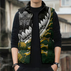 Custom Rugby New Zealand And South Africa Sleeveless Puffer Jacket Silver Fern With Springboks