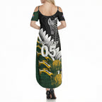Custom Rugby New Zealand And South Africa Summer Maxi Dress Silver Fern With Springboks