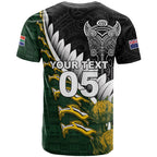 Custom Rugby New Zealand And South Africa T Shirt Silver Fern With Springboks