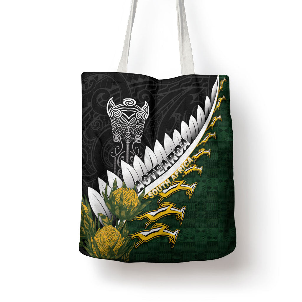 Rugby New Zealand And South Africa Tote Bag Silver Fern With Springboks