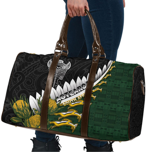 Rugby New Zealand And South Africa Travel Bag Silver Fern With Springboks