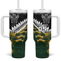 Custom Rugby New Zealand And South Africa Tumbler With Handle Silver Fern With Springboks