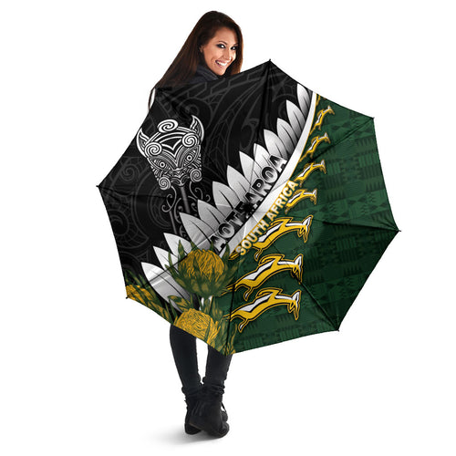 Rugby New Zealand And South Africa Umbrella Silver Fern With Springboks