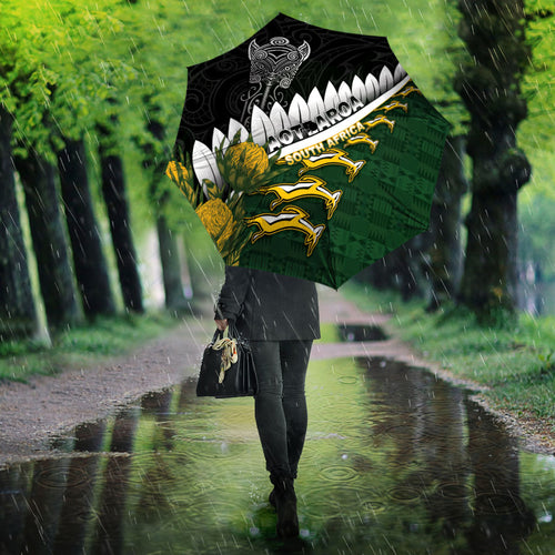 Rugby New Zealand And South Africa Umbrella Silver Fern With Springboks