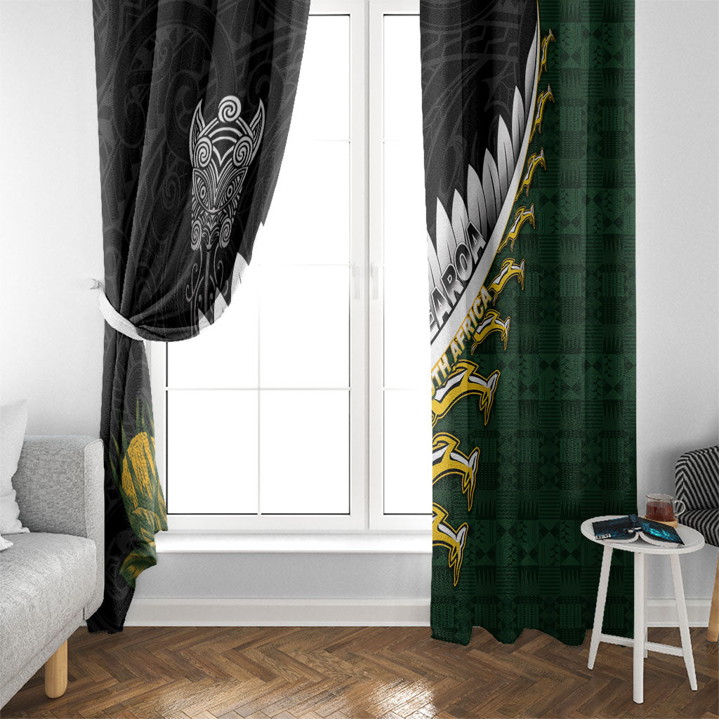 Rugby New Zealand And South Africa Window Curtain Silver Fern With Springboks